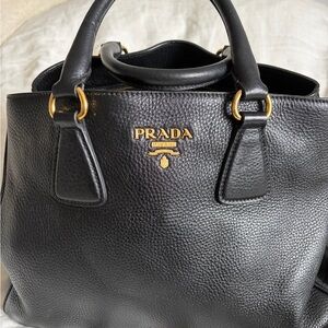 Prada Vitello Tote Gold Logo
